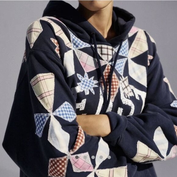 Free People Saint Sweatshirt, New Size Small, Blue Combo - Picture 6 of 6